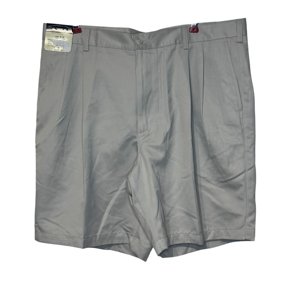 Roundtree & Yorke Men's Shorts Relaxed Fit Chino Pleated Microfiber Size 38 NWT